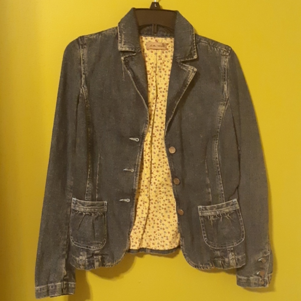 i.e. Dark Jean Jacket w/ Faded Stitching